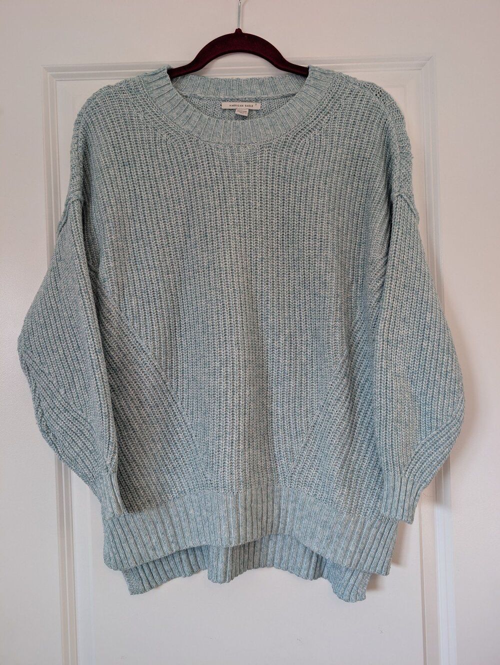 American Eagle Light Blue Crewneck Raglan Sleeve Knit Sweater Women's Size XS